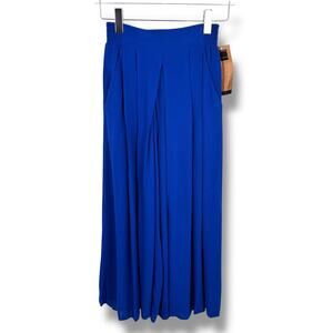 VTG Carole Little Palazzo pants women's 4 wide leg cropped pleated cobalt blue